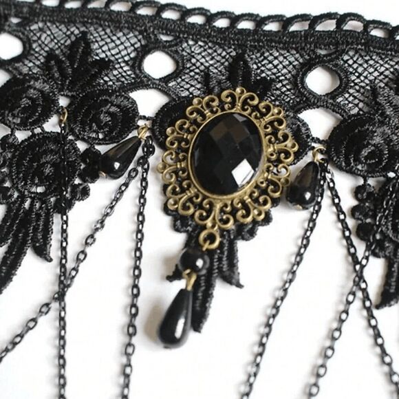 3PCS Gothic Victorian Vintage Retro Halloween Costume Black Accessories Set NEW - Picture 8 of 16